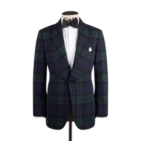 Wide Shawl Jacket in Tartan Cashmere