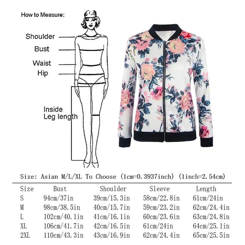 Women Biker Camo Floral Print Bomber Jacket Cool Coat