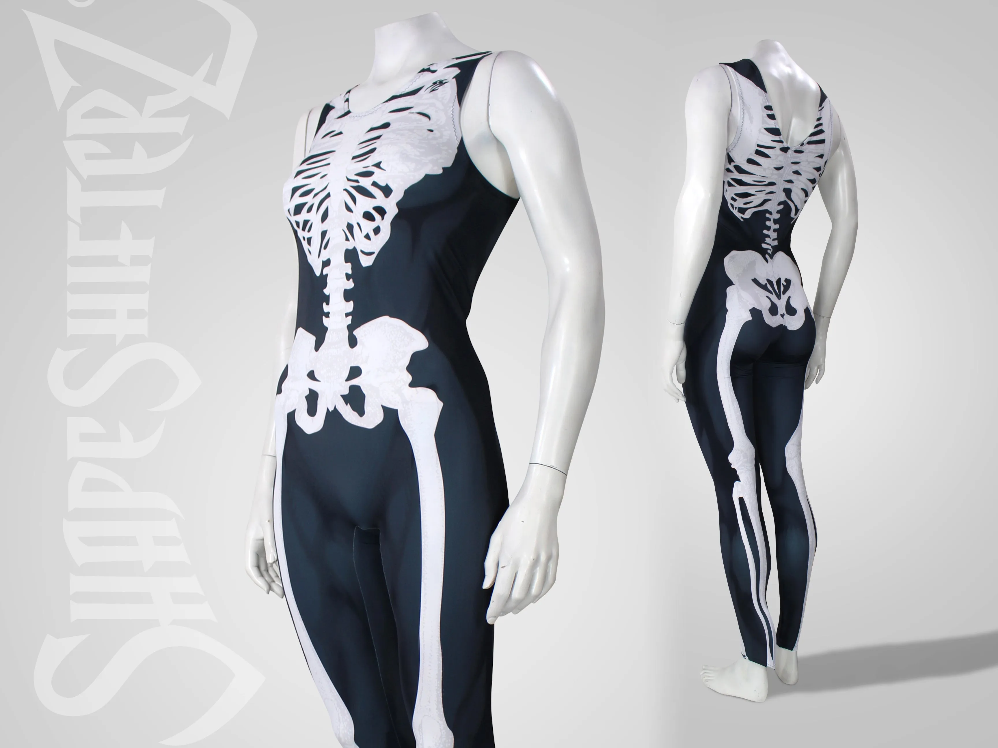 Women's Skeleton sleeveless catsuit