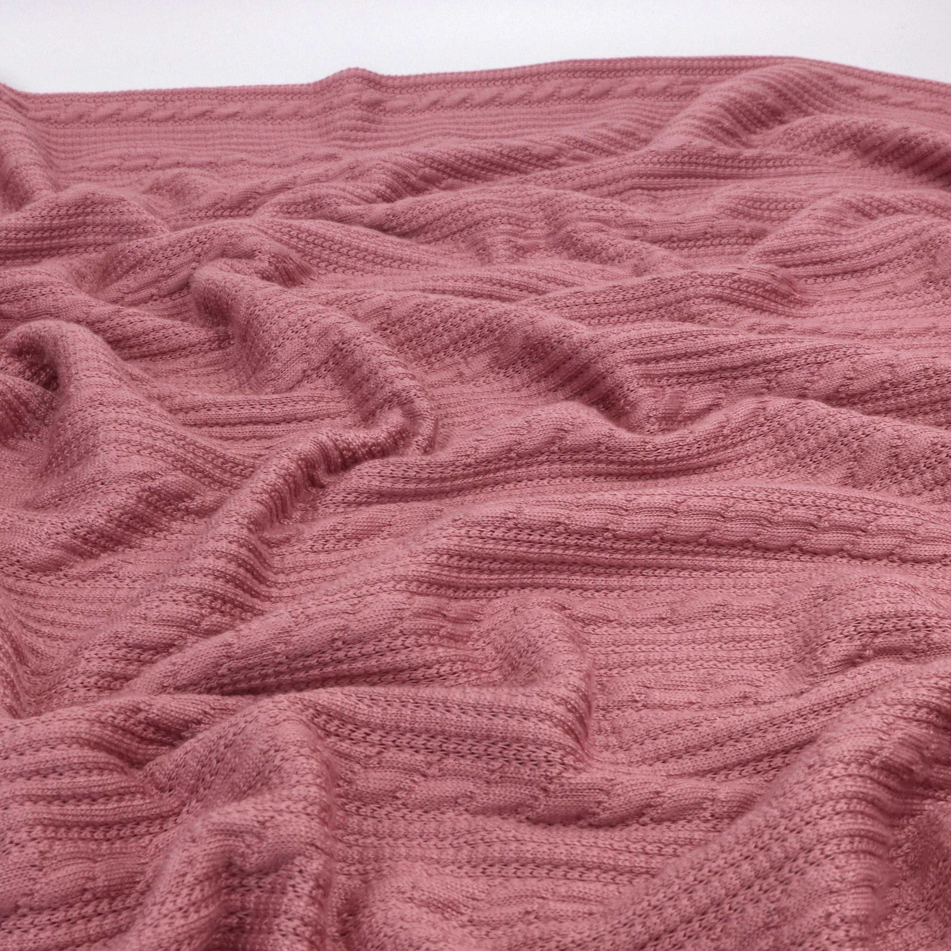 Yarn Dyed Cable Knit - Rose Pink