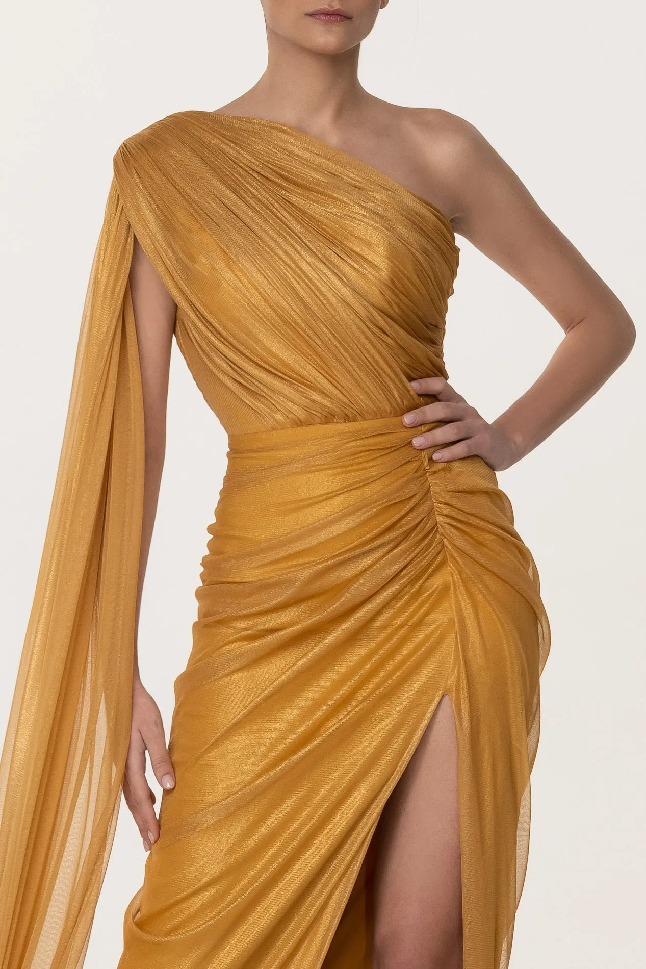 Zeisha Gold Silk Tulle Dress