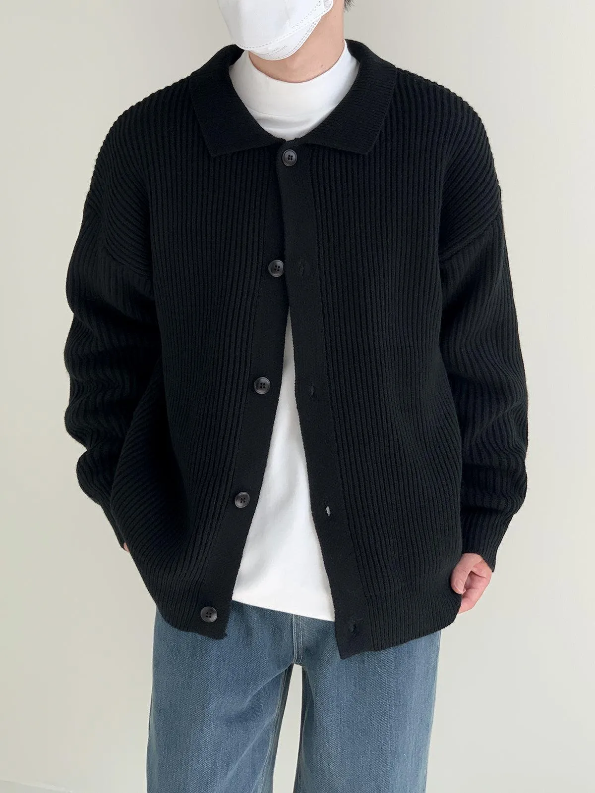 Zhou Classic Collared Knit Cardigan