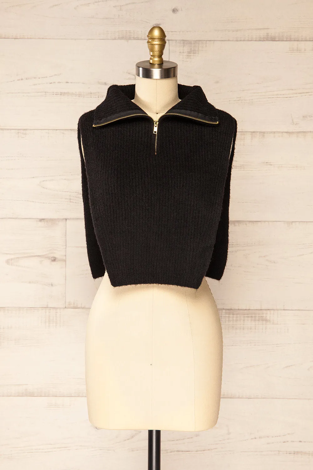 Zigong Black | High Neck Collar w/ Zipper